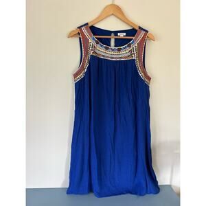 Westport womens dress blue with embroidery size L tank knee length